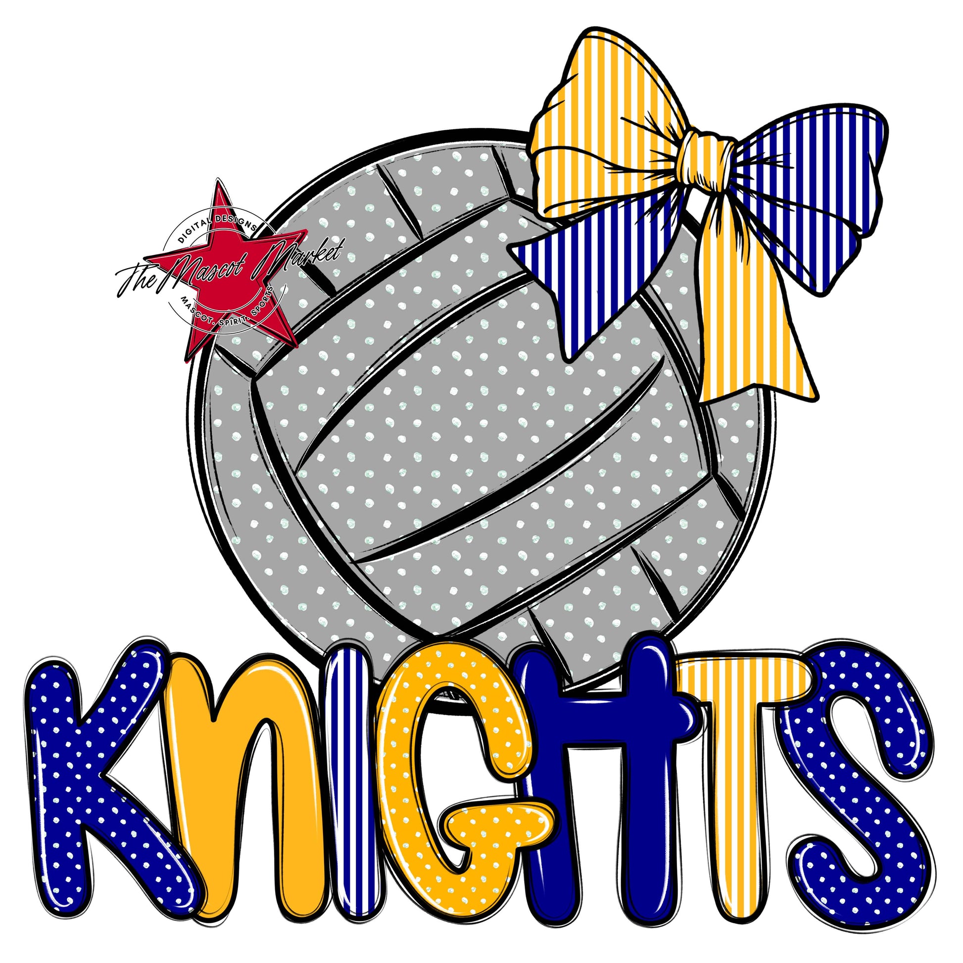 Knights Volleyball Spirit Design-Blue & Yellow