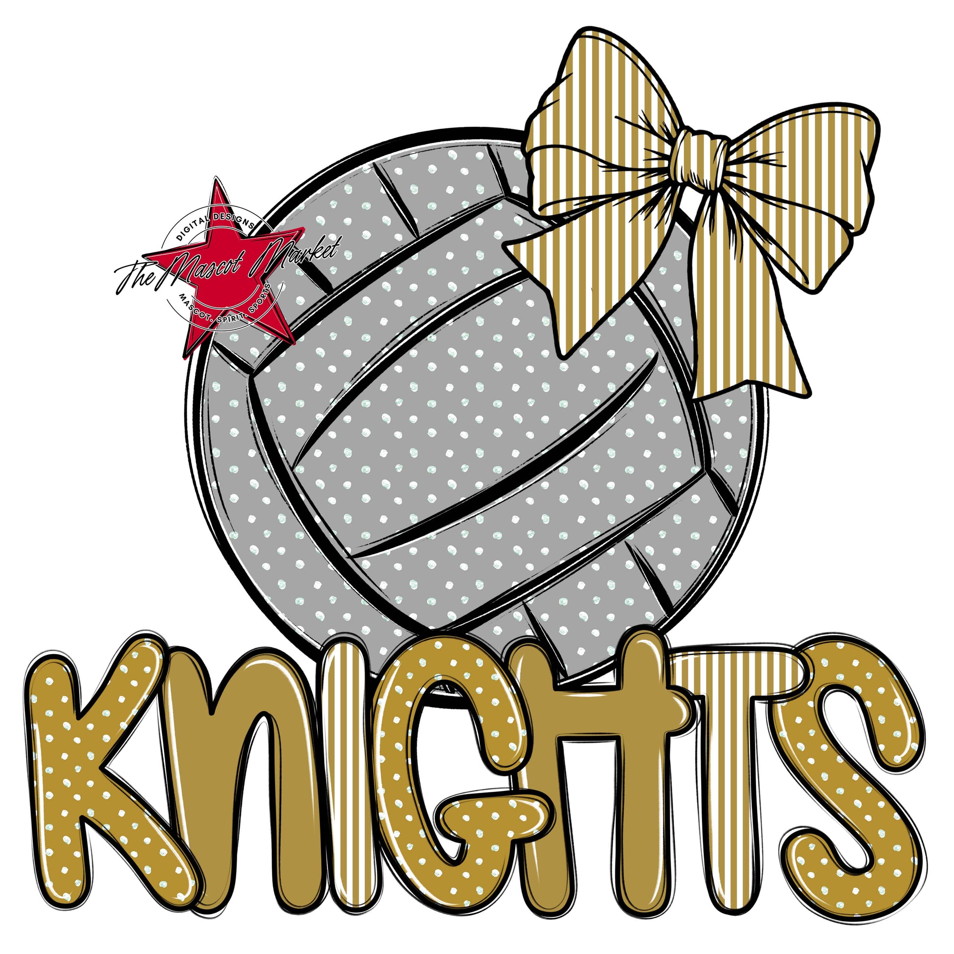 Knights Volleyball Spirit Design-Gold