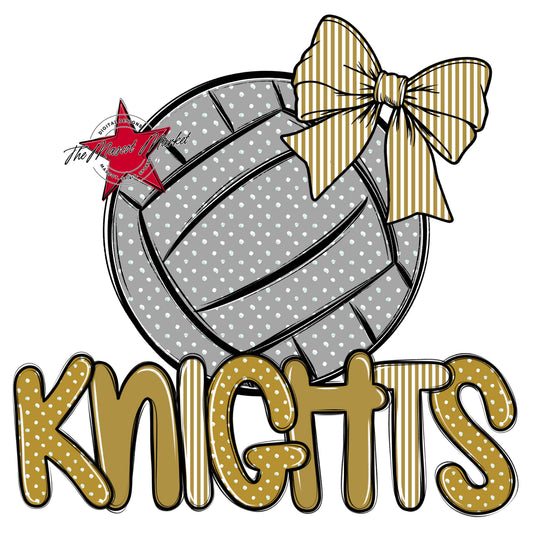 Knights Volleyball Spirit Design-Gold