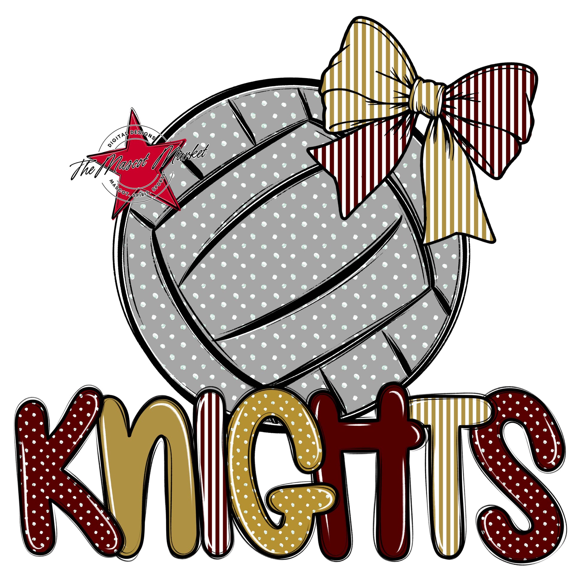 Knights Volleyball Spirit Design-Maroon & Gold
