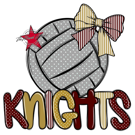 Knights Volleyball Spirit Design-Maroon & Gold