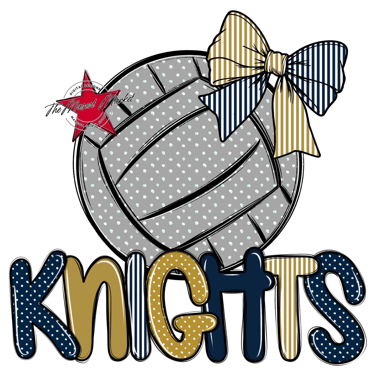 Knights Volleyball Spirit Design-Navy & Gold