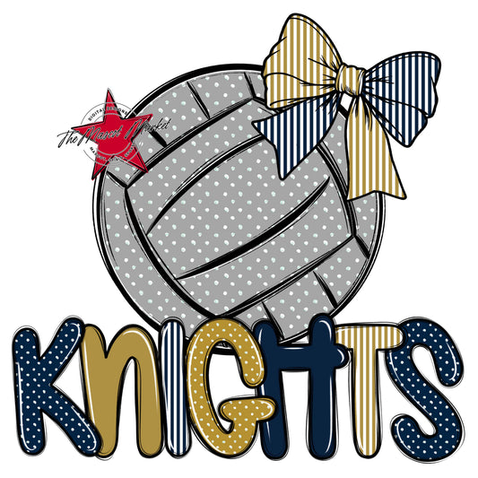 Knights Volleyball Spirit Design-Navy & Gold