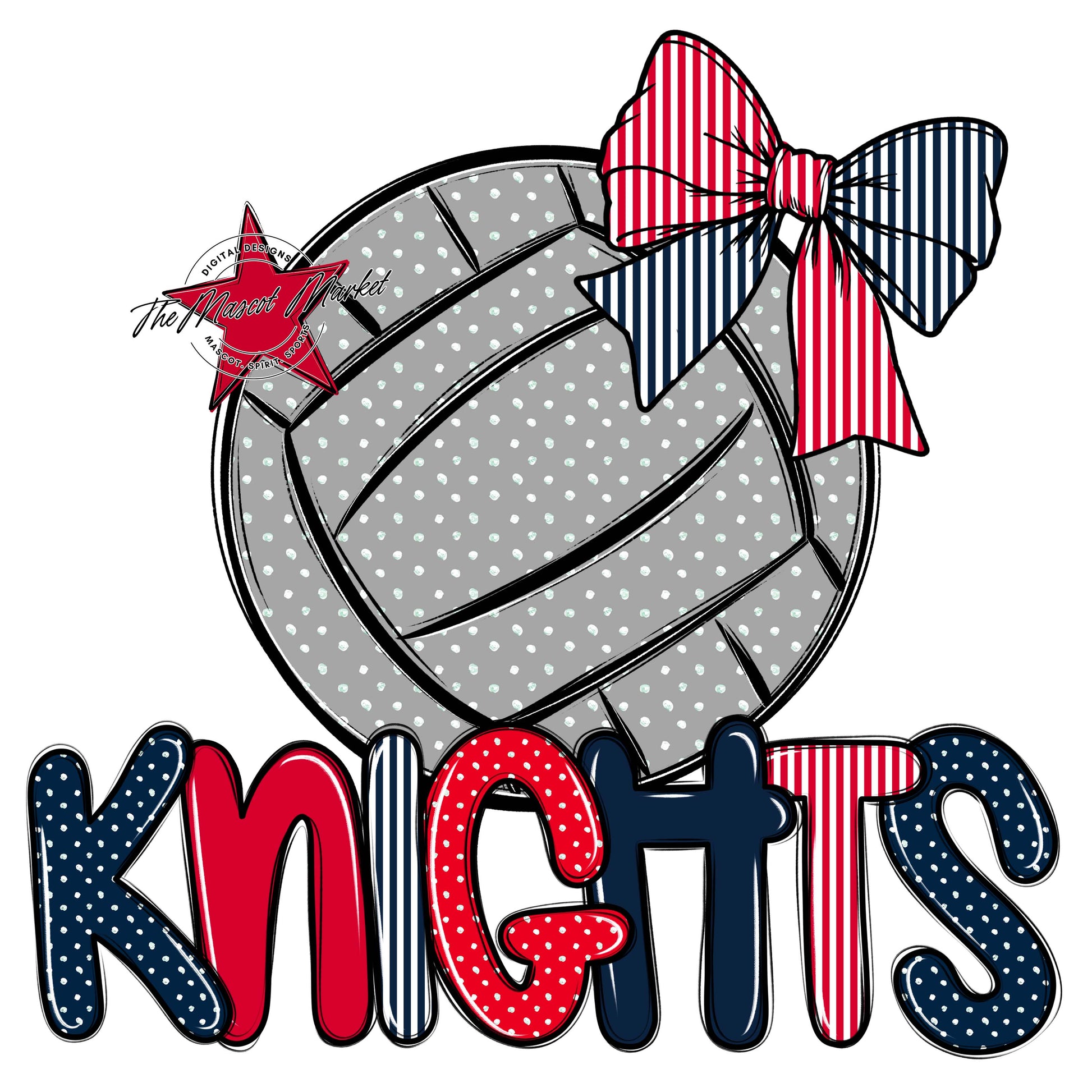 Knights Volleyball Spirit Design-Navy & Red