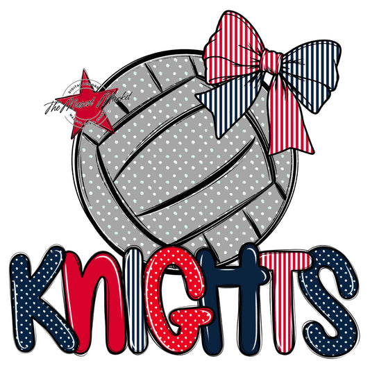 Knights Volleyball Spirit Design-Navy & Red