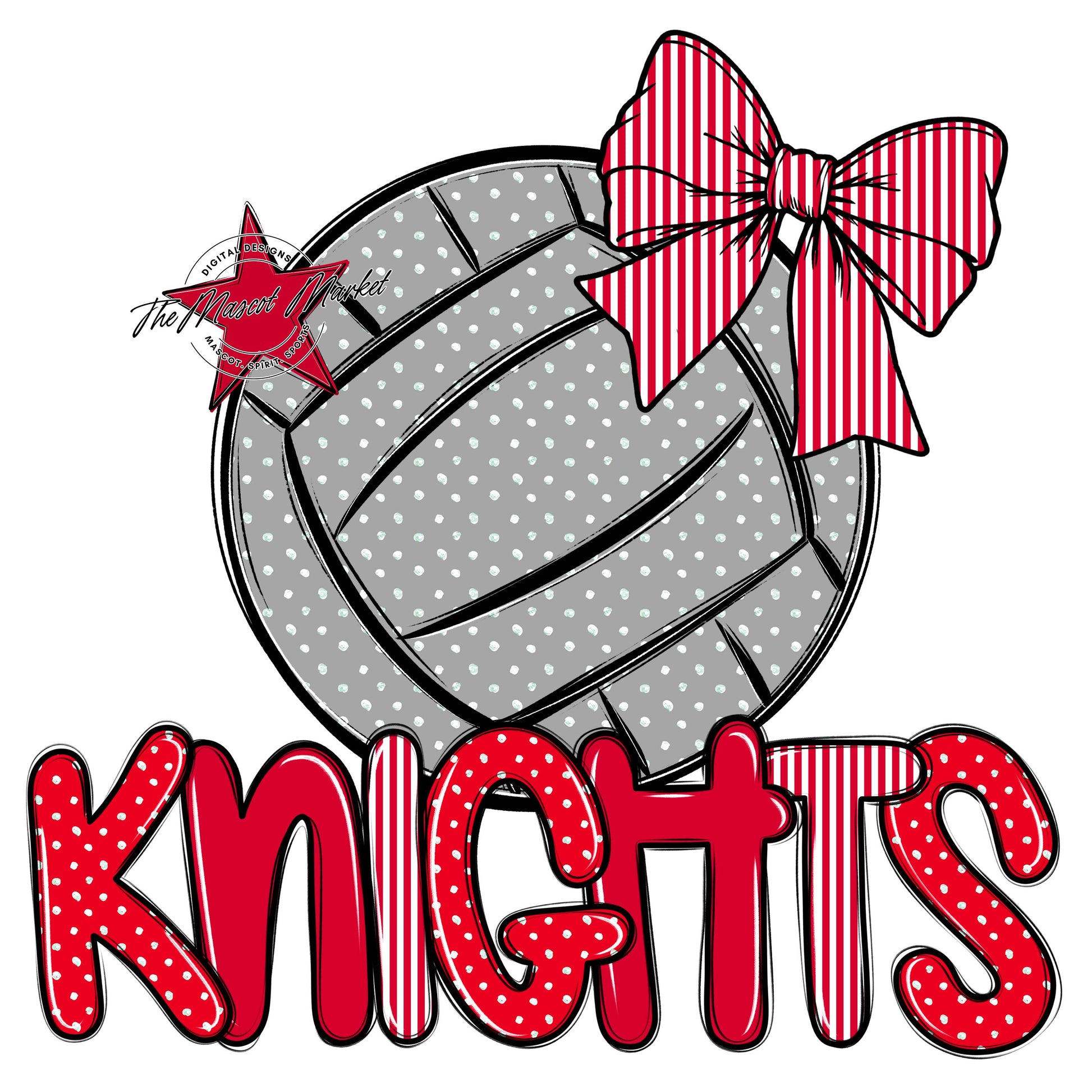 Knights Volleyball Spirit Design-Red