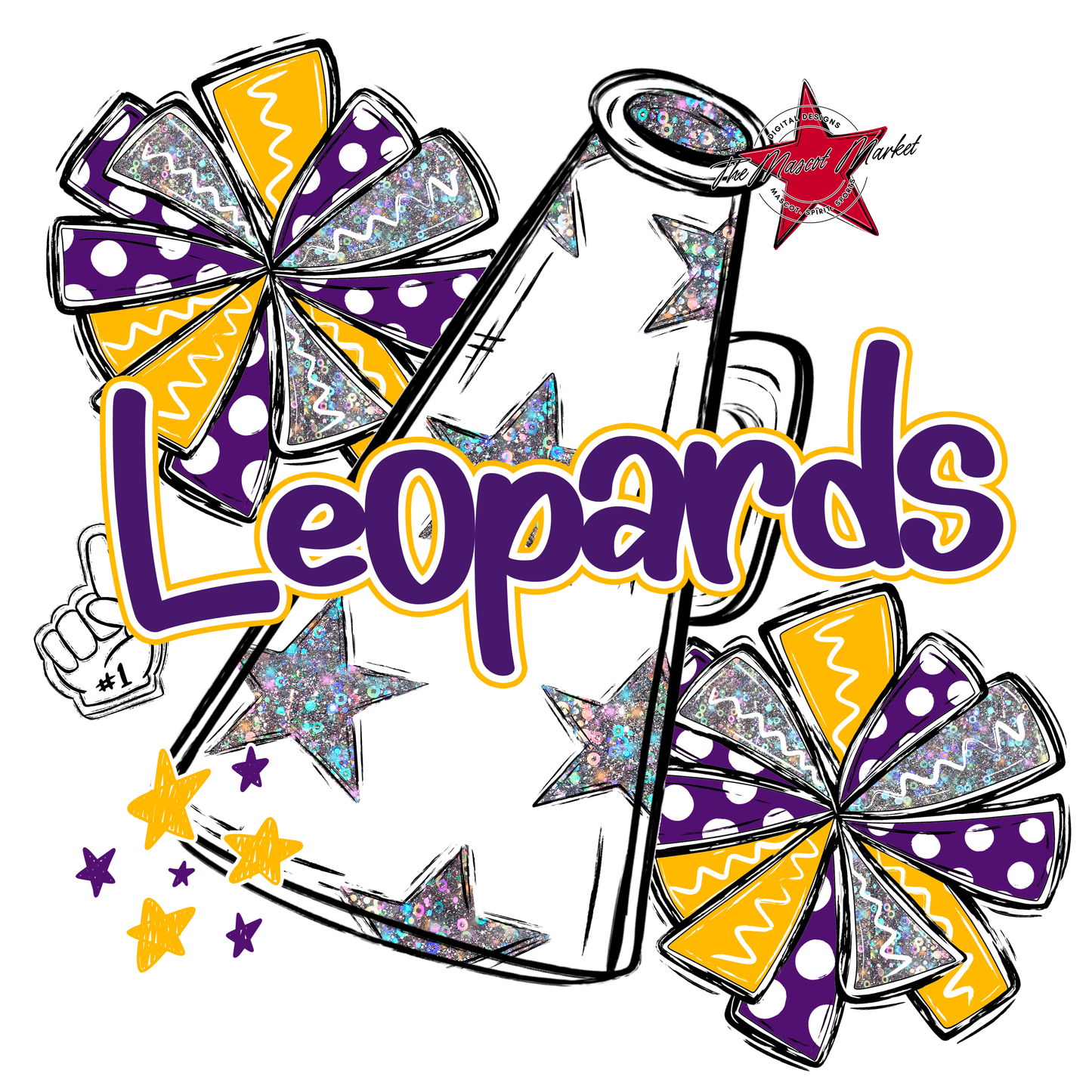 Leopards Alpha Megaphone Design-Purple-Yellow