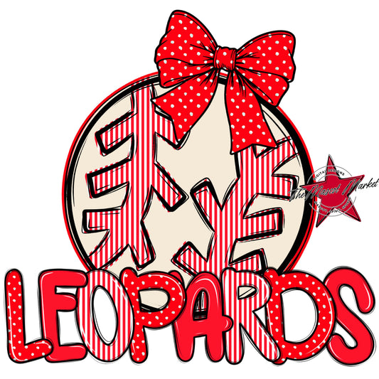 Leopards Baseball-Softball Spirit Design-Bright Red