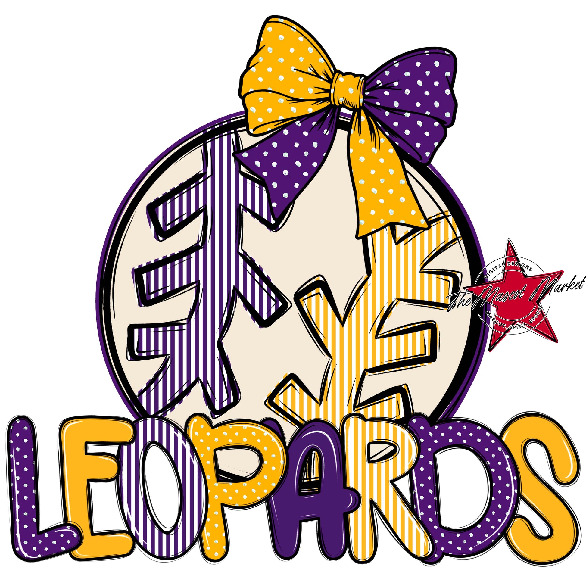 Leopards Baseball-Softball Spirit Design-Purple & Yellow