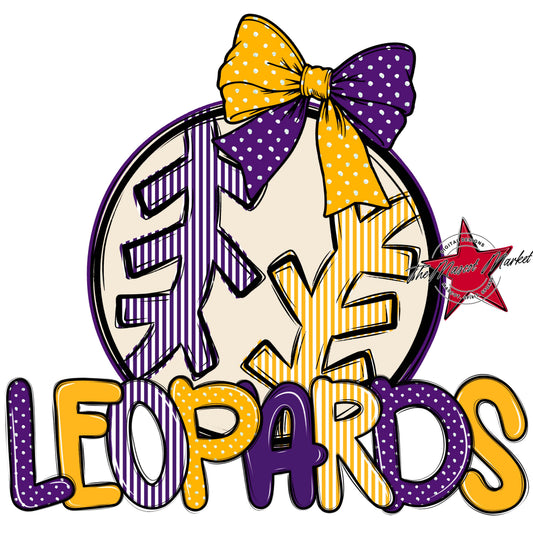 Leopards Baseball-Softball Spirit Design-Purple & Yellow