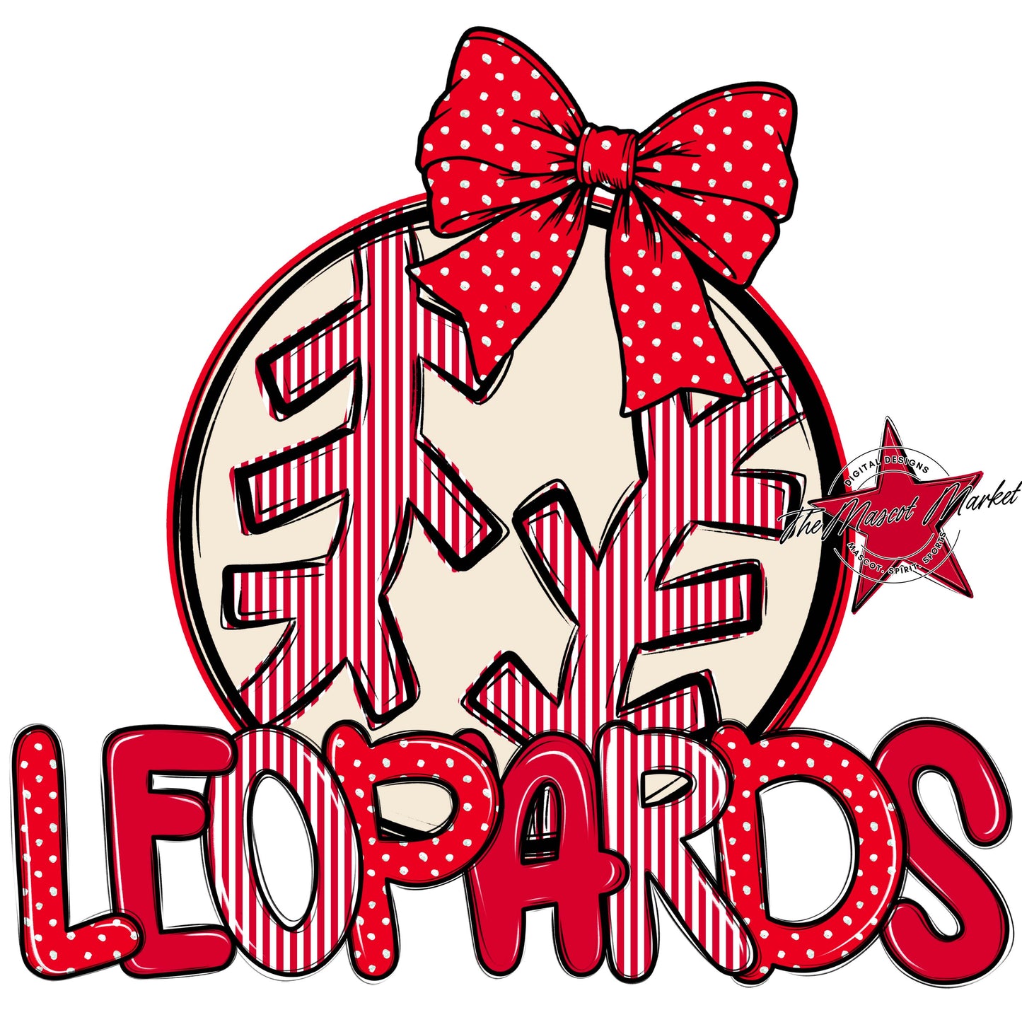 Leopards Baseball-Softball Spirit Design-Red