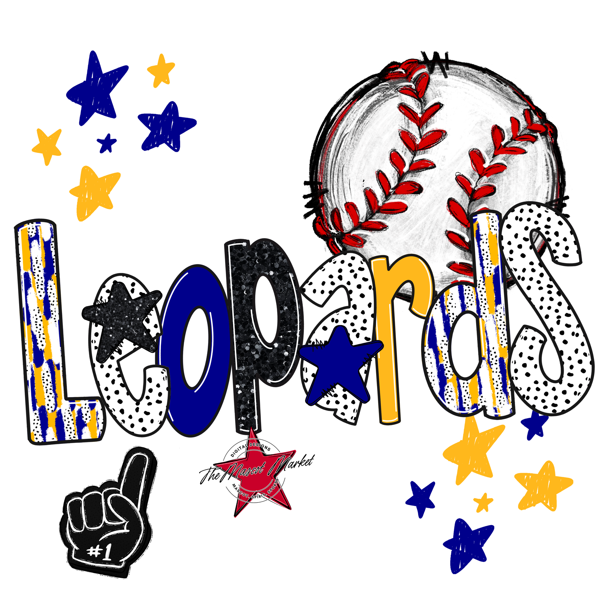 Leopards Baseball Scrape-Blue-Yellow