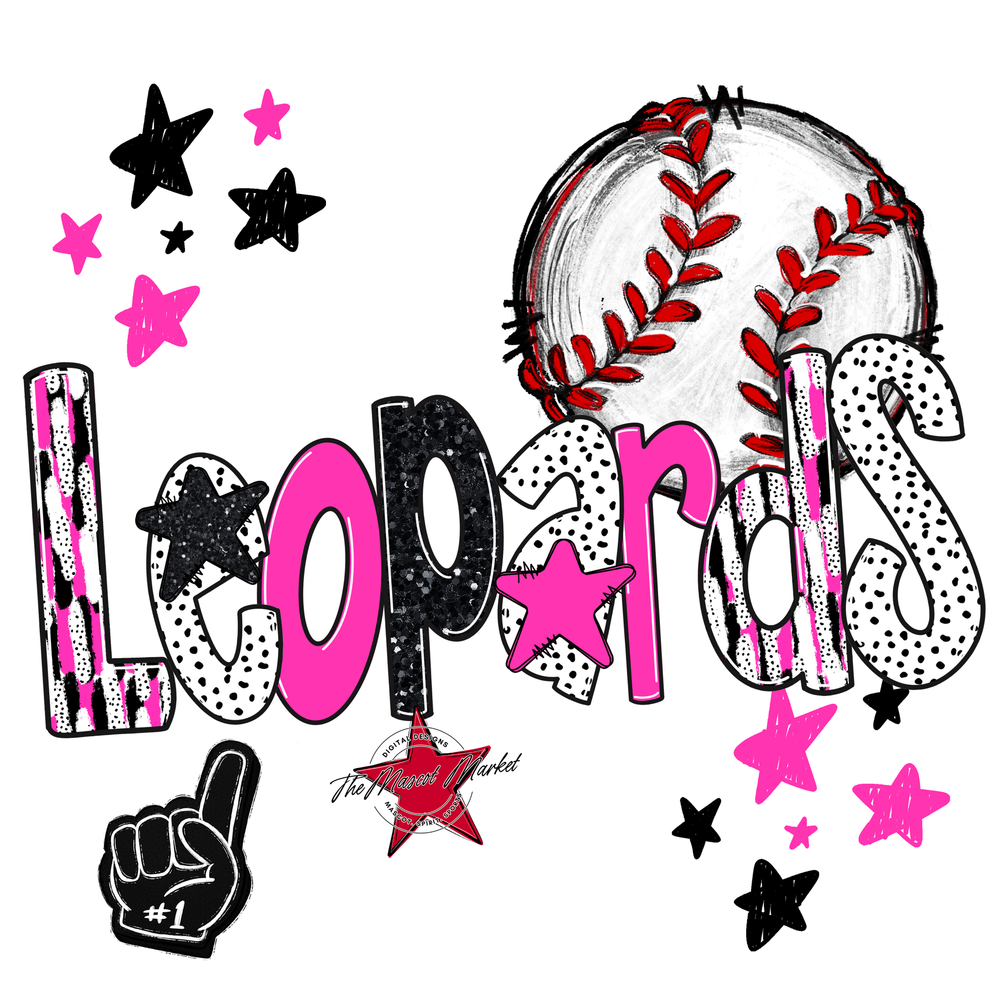 Leopards Baseball Scrape-Pink