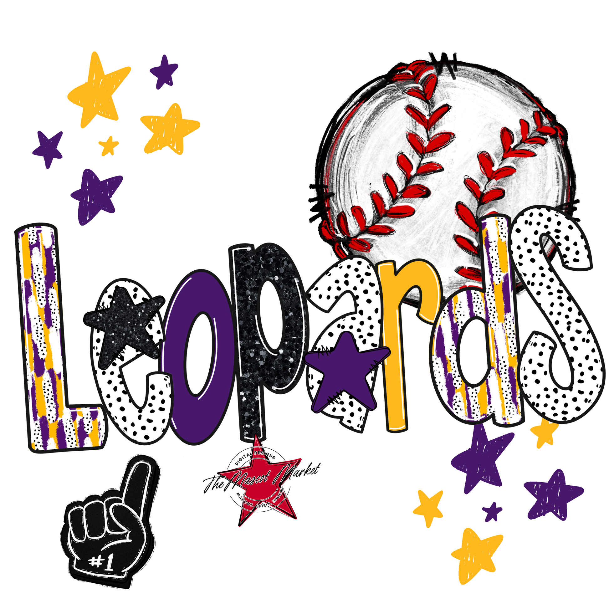 Leopards Baseball Scrape-Purple-Yellow