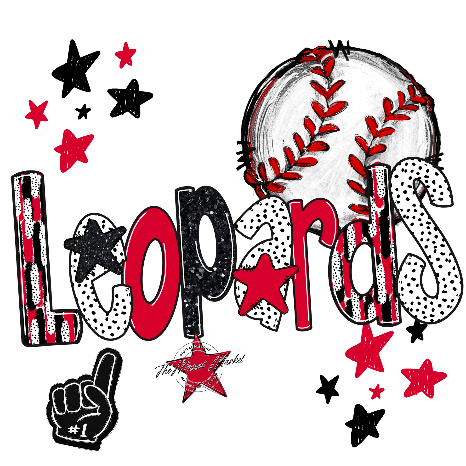 Leopards Baseball Scrape-Red