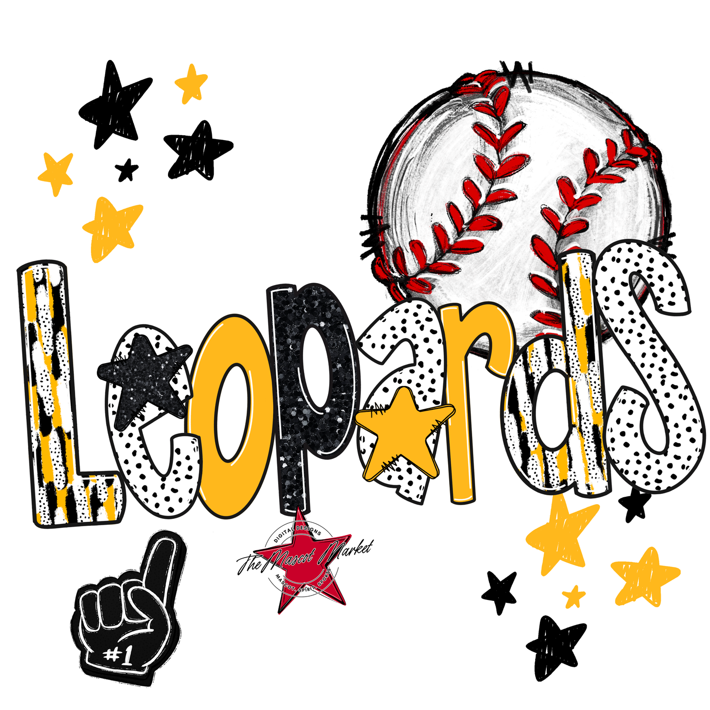 Leopards Baseball Scrape-Yellow