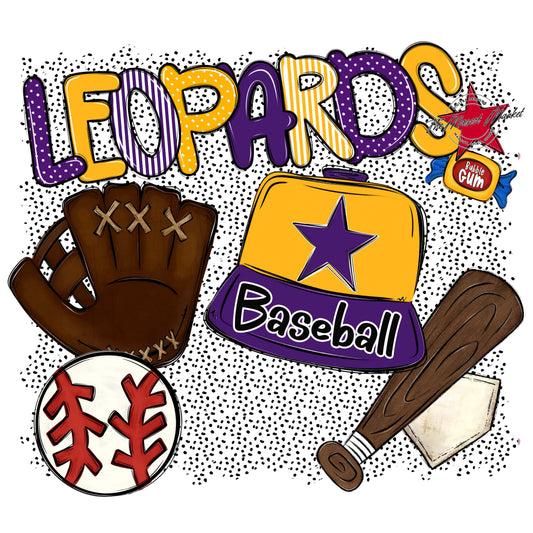Leopards Baseball Spirit-Purple & Yellow