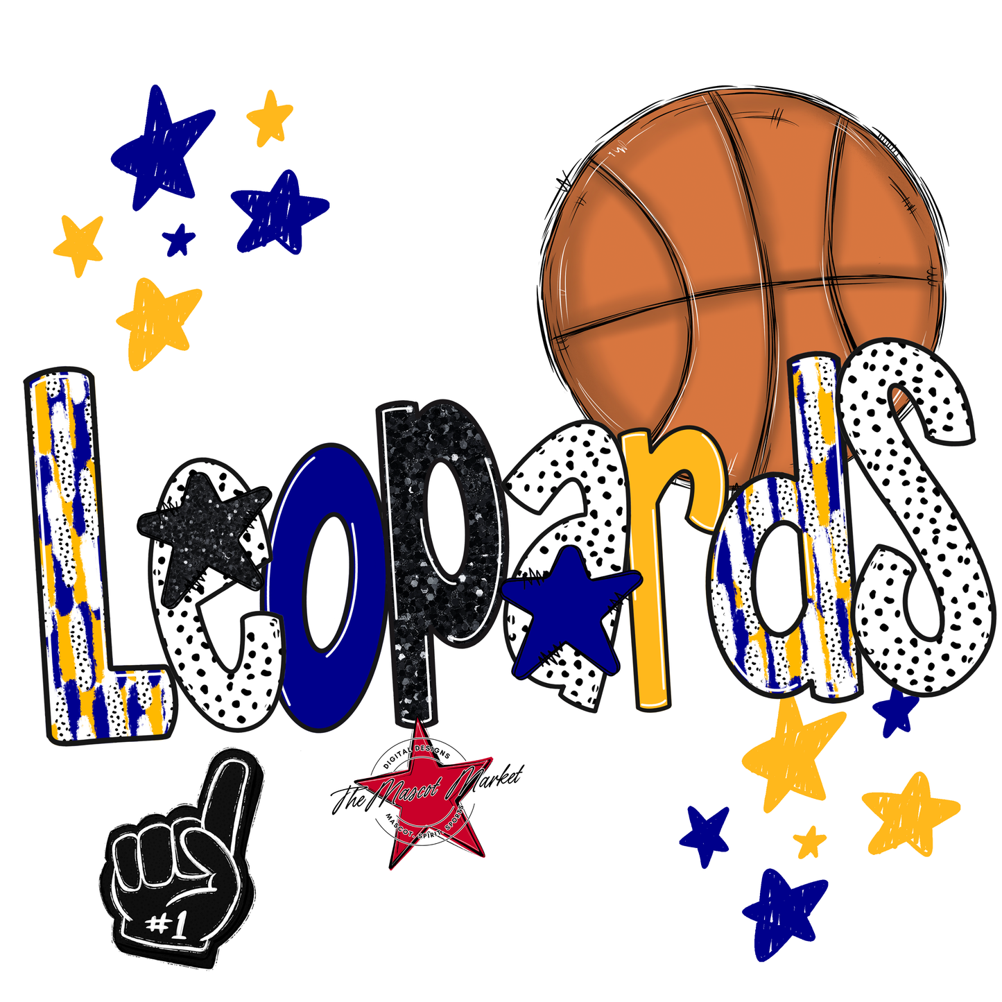 Leopards Basketball Scrape-Blue-Yellow