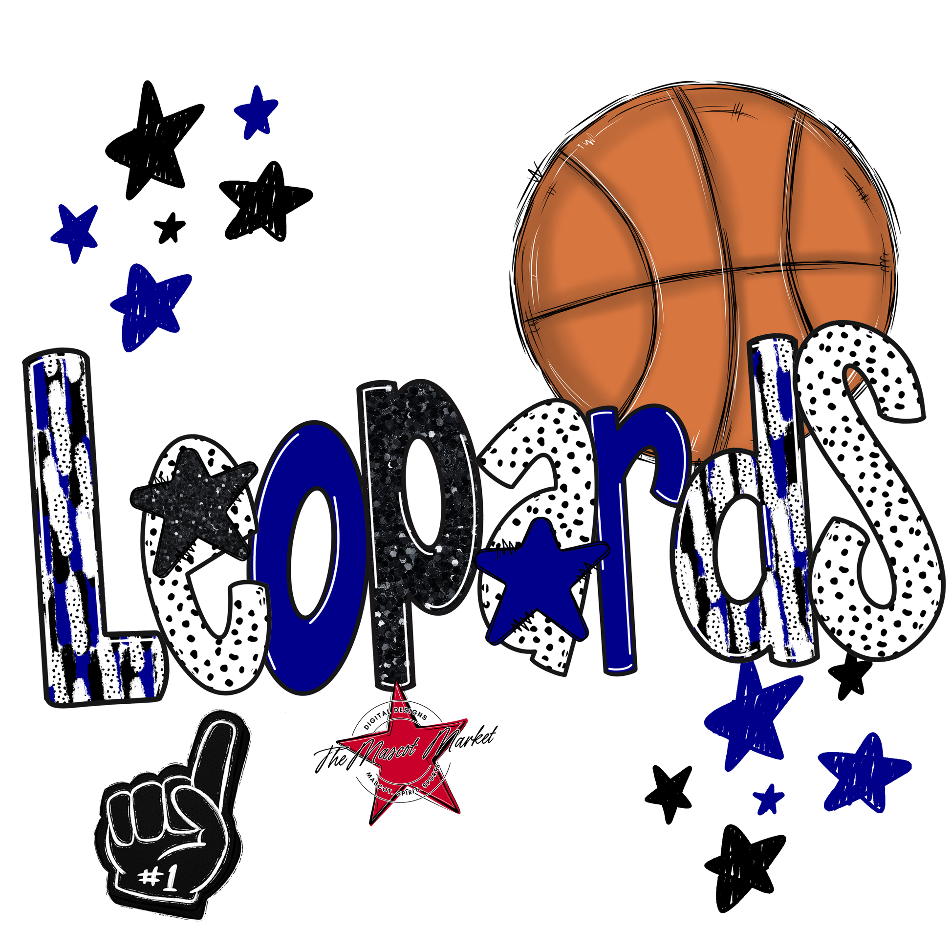 Leopards Basketball Scrape-Blue