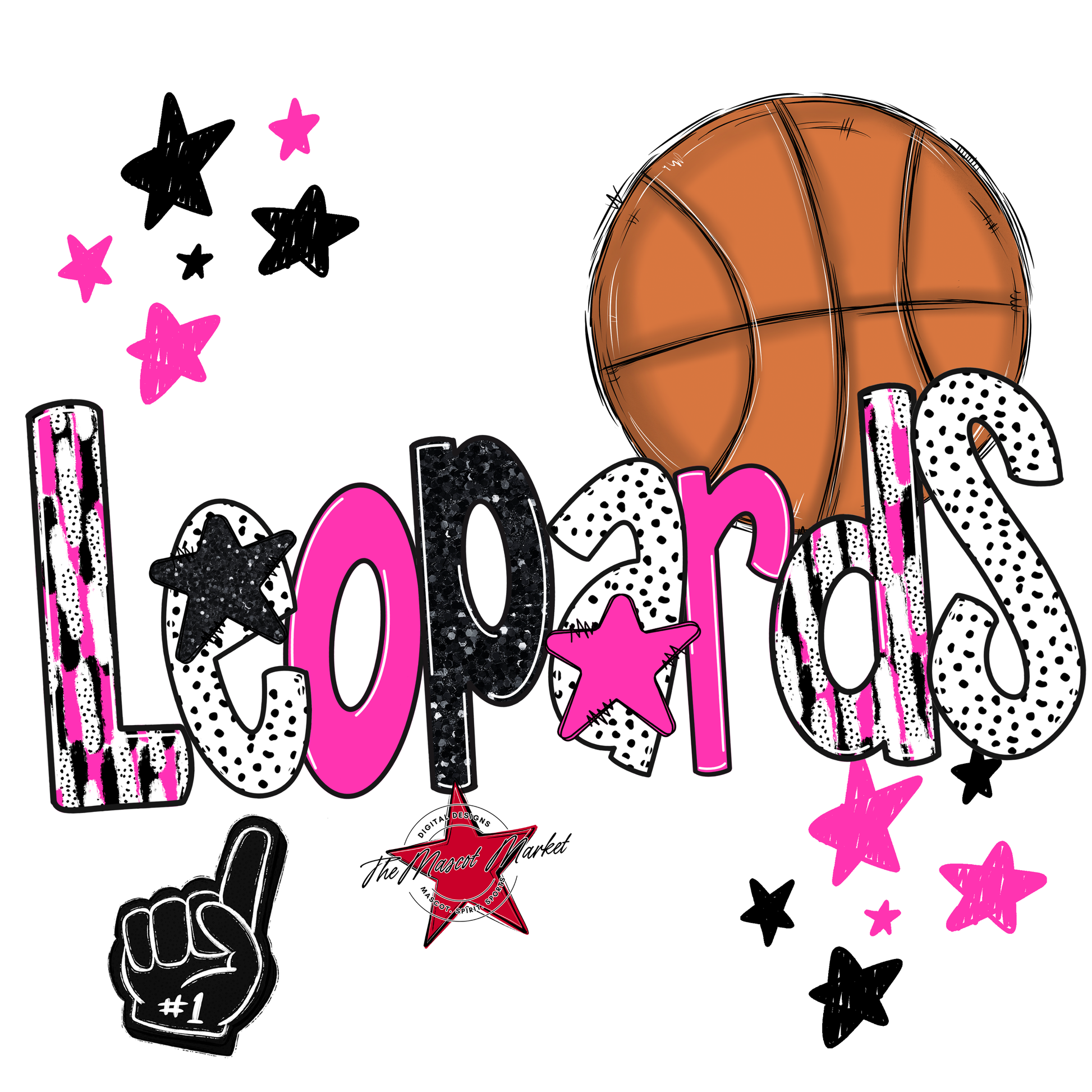 Leopards Basketball Scrape-Pink