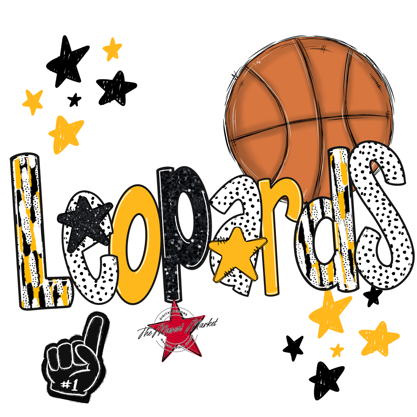 Leopards Basketball Scrape-Yellow