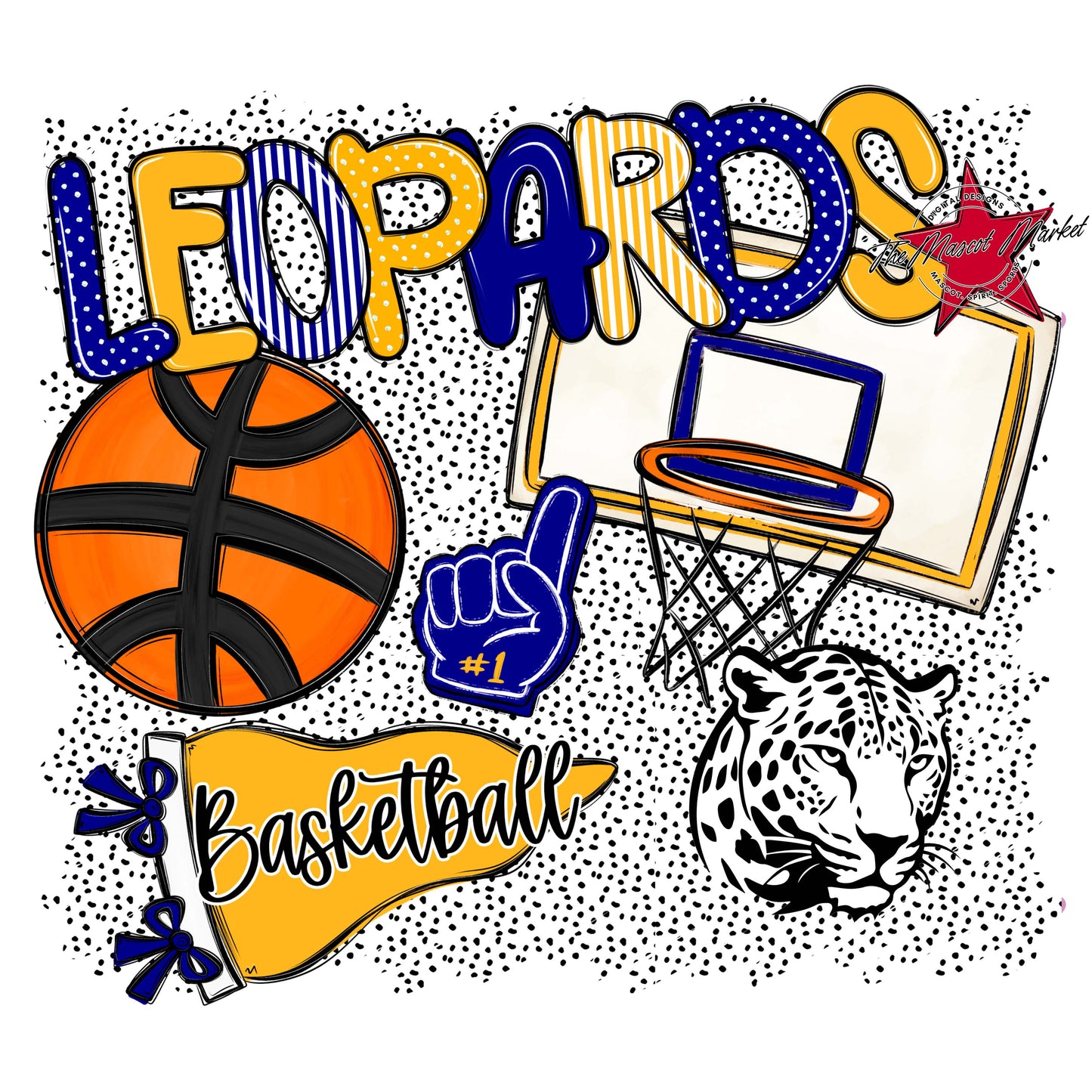 Leopards Basketball Spirit-Blue & Yellow