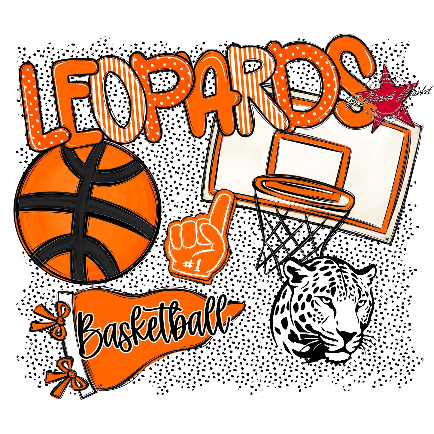 Leopards Basketball Spirit-Orange