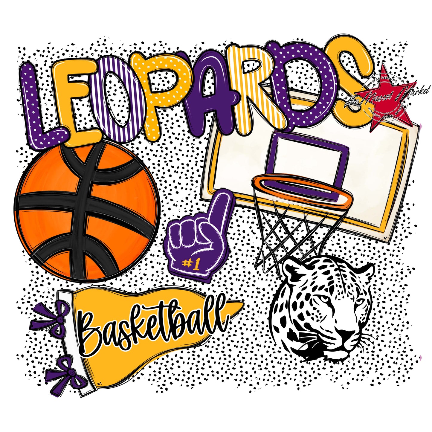 Leopards Basketball Spirit-Purple & Yellow