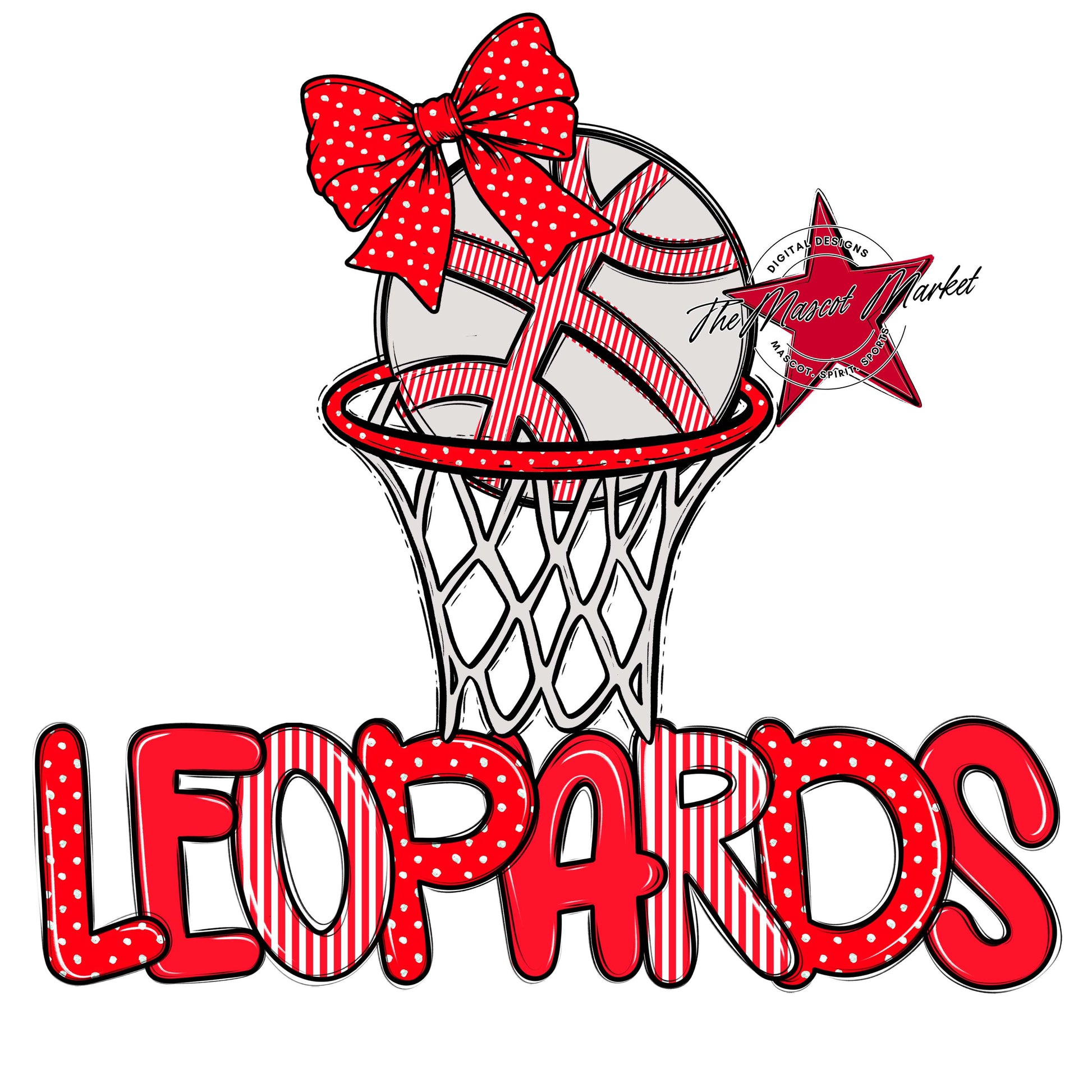 Leopards Basketball Spirit Design-Bright Red