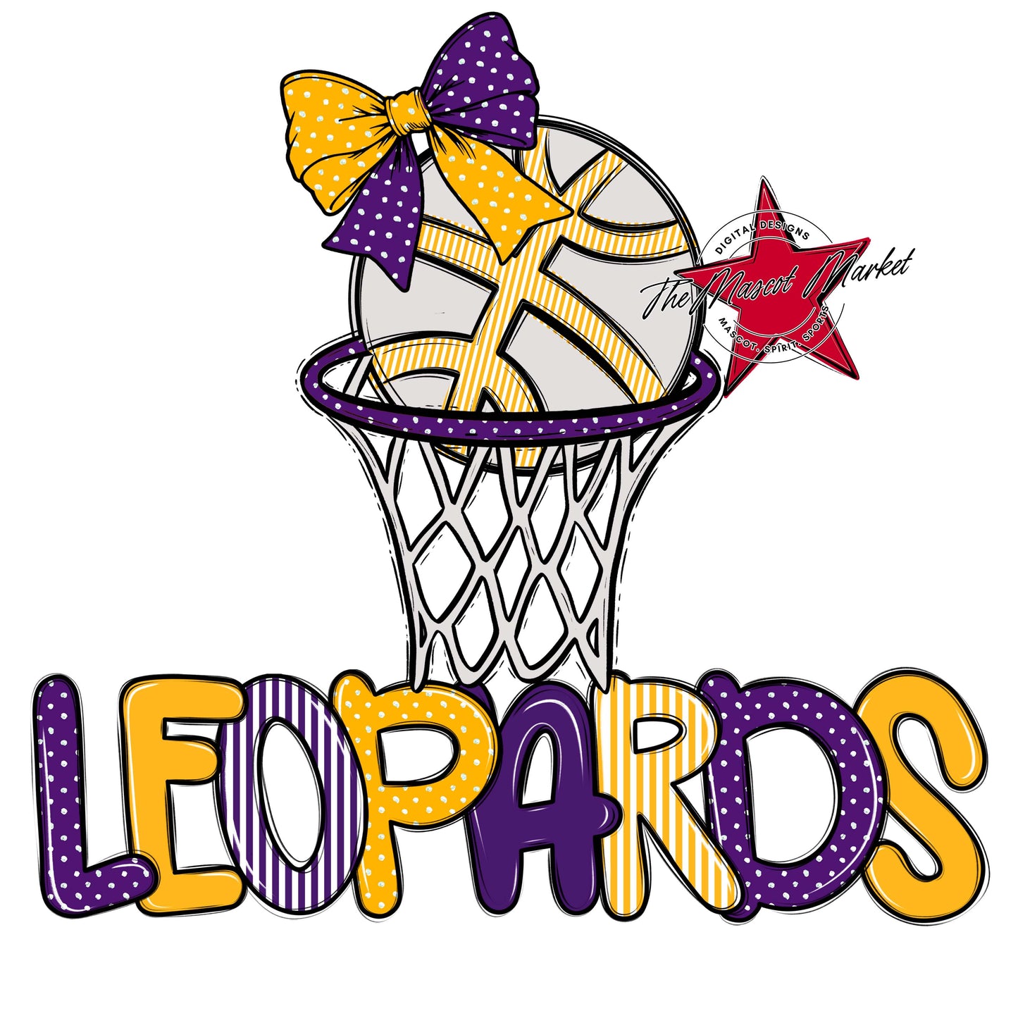 Leopards Basketball Spirit Design-Purple & Yellow