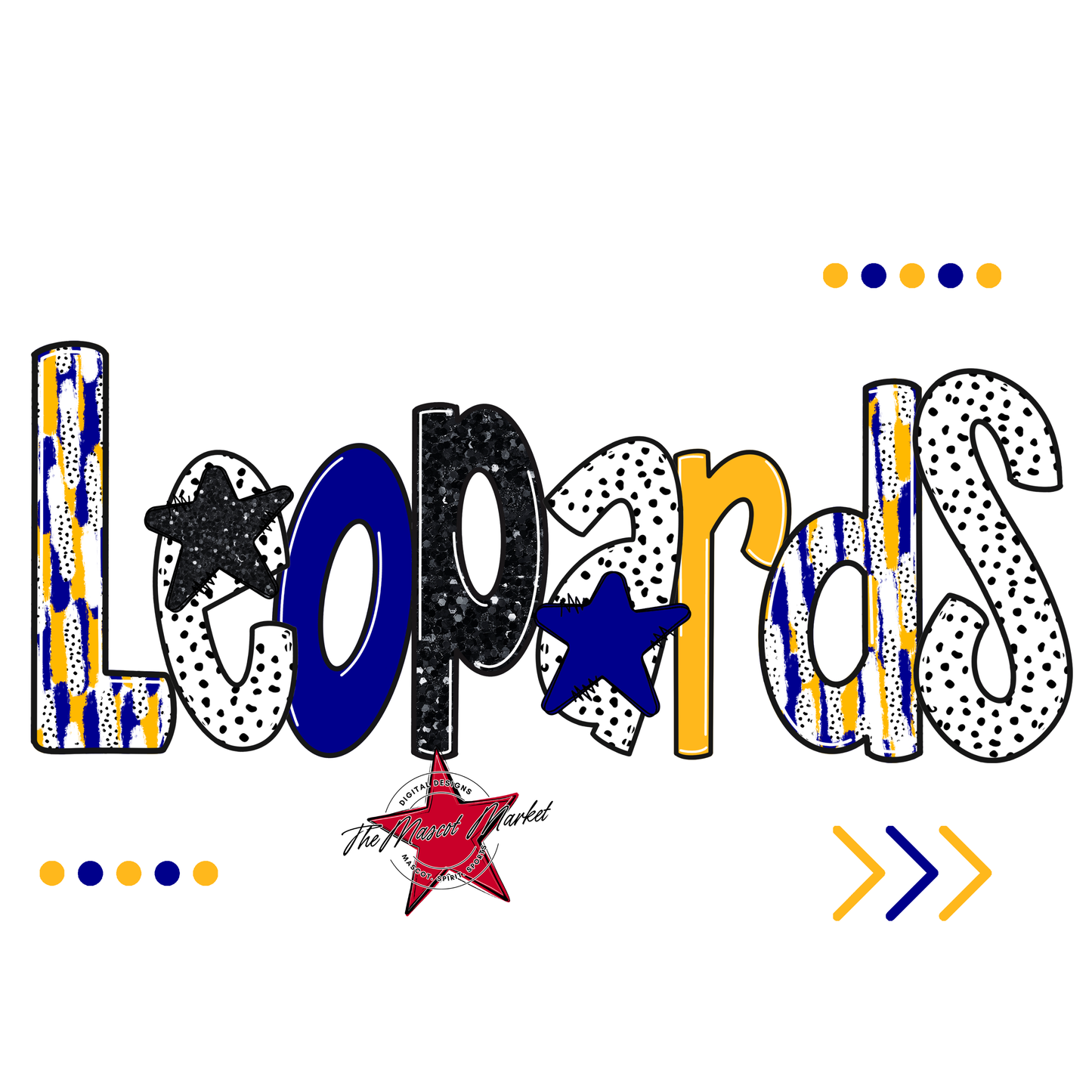 Leopards Brushstroke Alpha w Arrows-Blue-Yellow