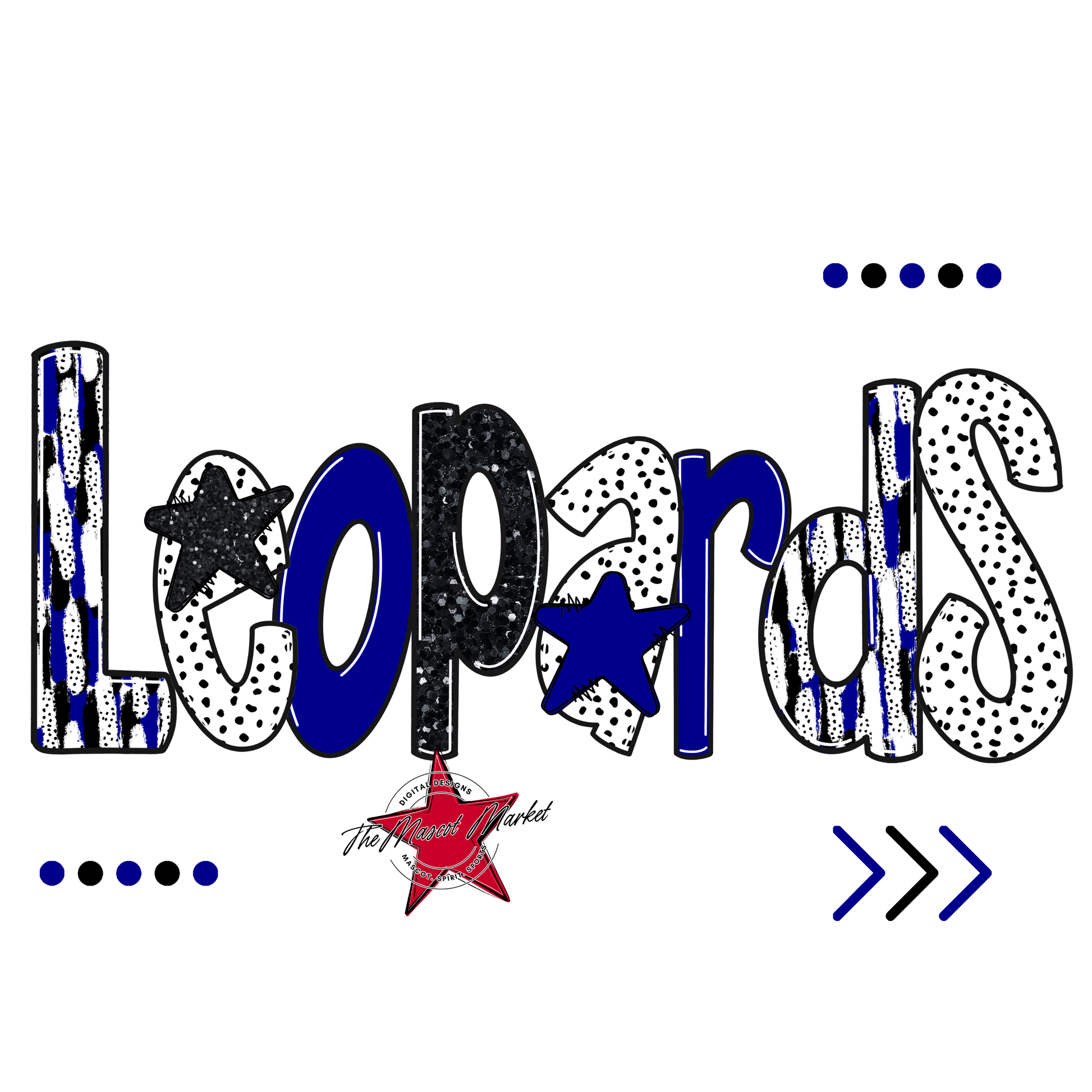 Leopards Brushstroke Alpha w Arrows-Blue