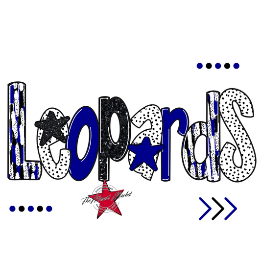 Leopards Brushstroke Alpha w Arrows-Blue