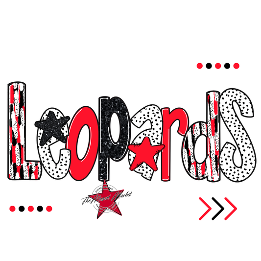 Leopards Brushstroke Alpha w Arrows-Bright Red