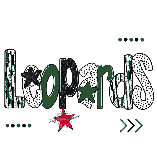 Leopards Brushstroke Alpha w Arrows-Green