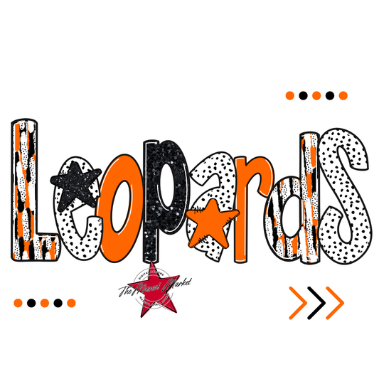 Leopards Brushstroke Alpha w Arrows-Orange