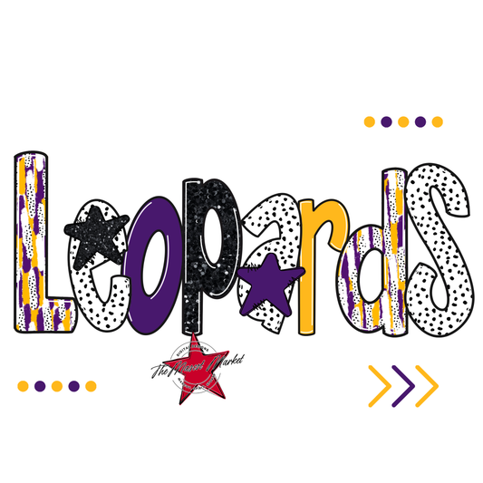 Leopards Brushstroke Alpha w Arrows-Purple-Yellow