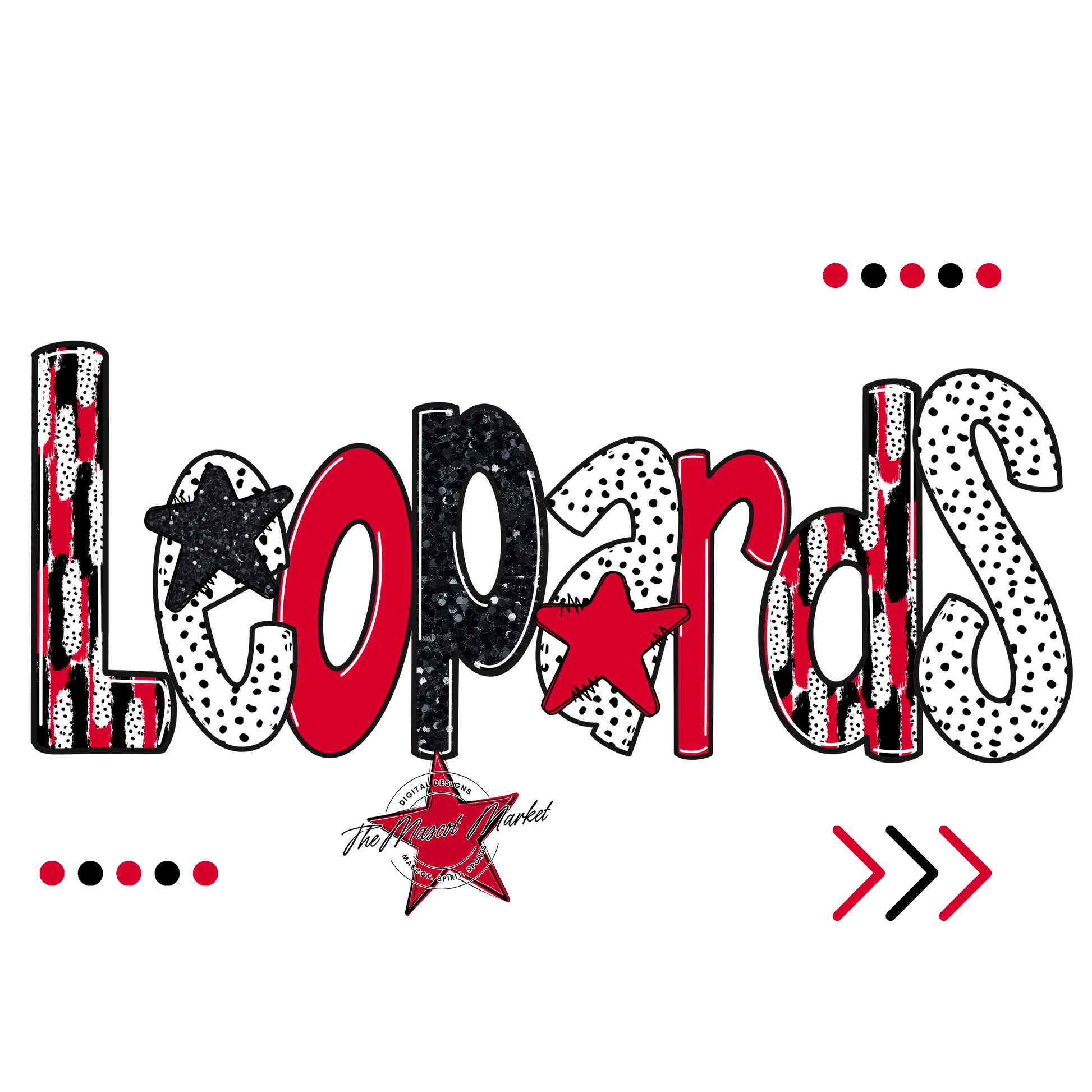 Leopards Brushstroke Alpha w Arrows-Red