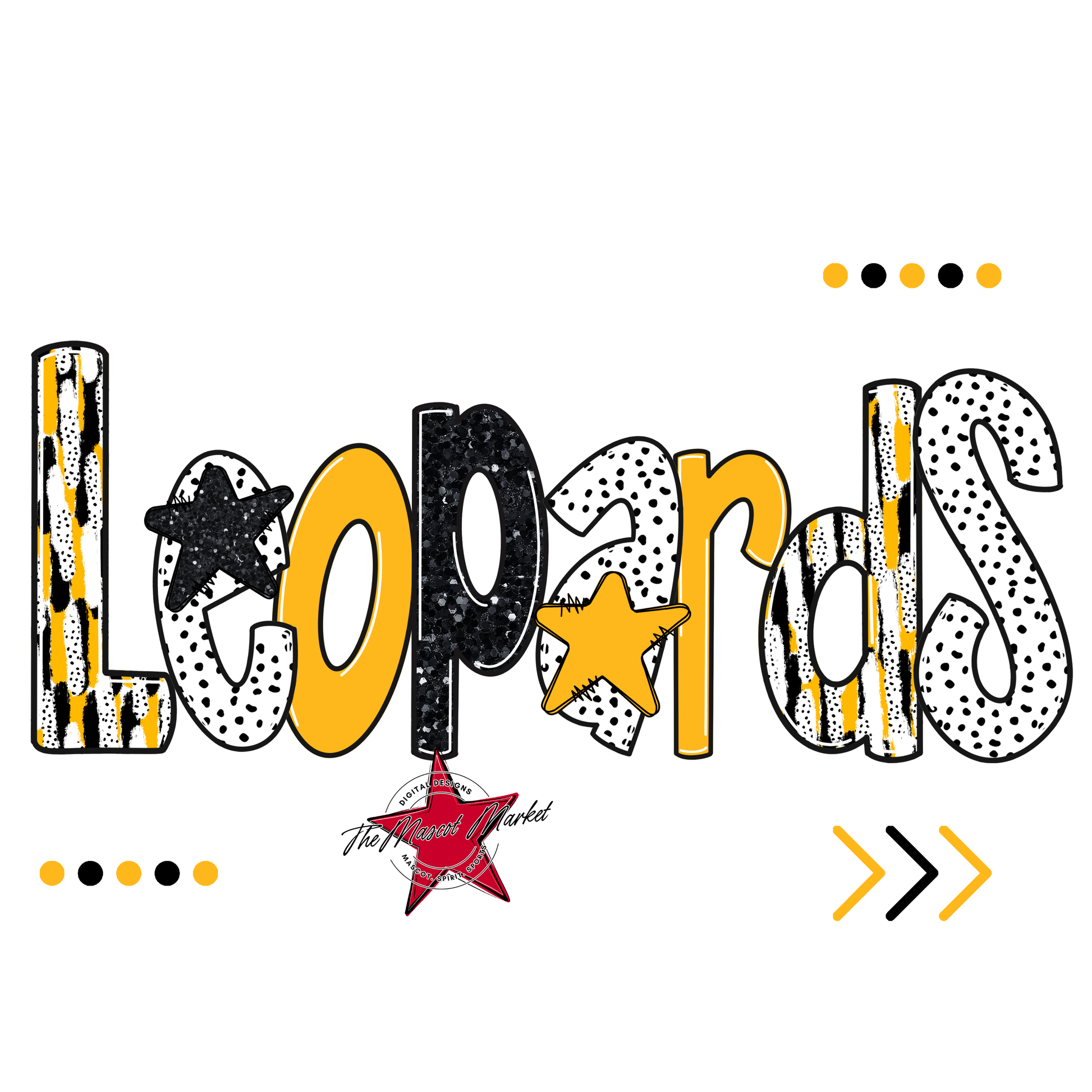 Leopards Brushstroke Alpha w Arrows-Yellow