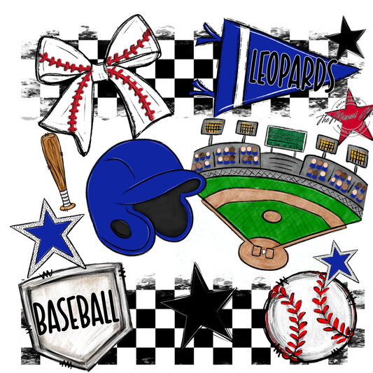 Leopards Checkers Baseball Spirit Design-Royal Blue