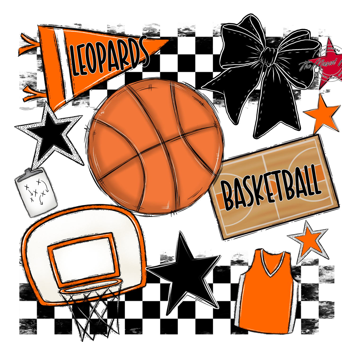 Leopards Checkers Basketball Spirit Design-Orange