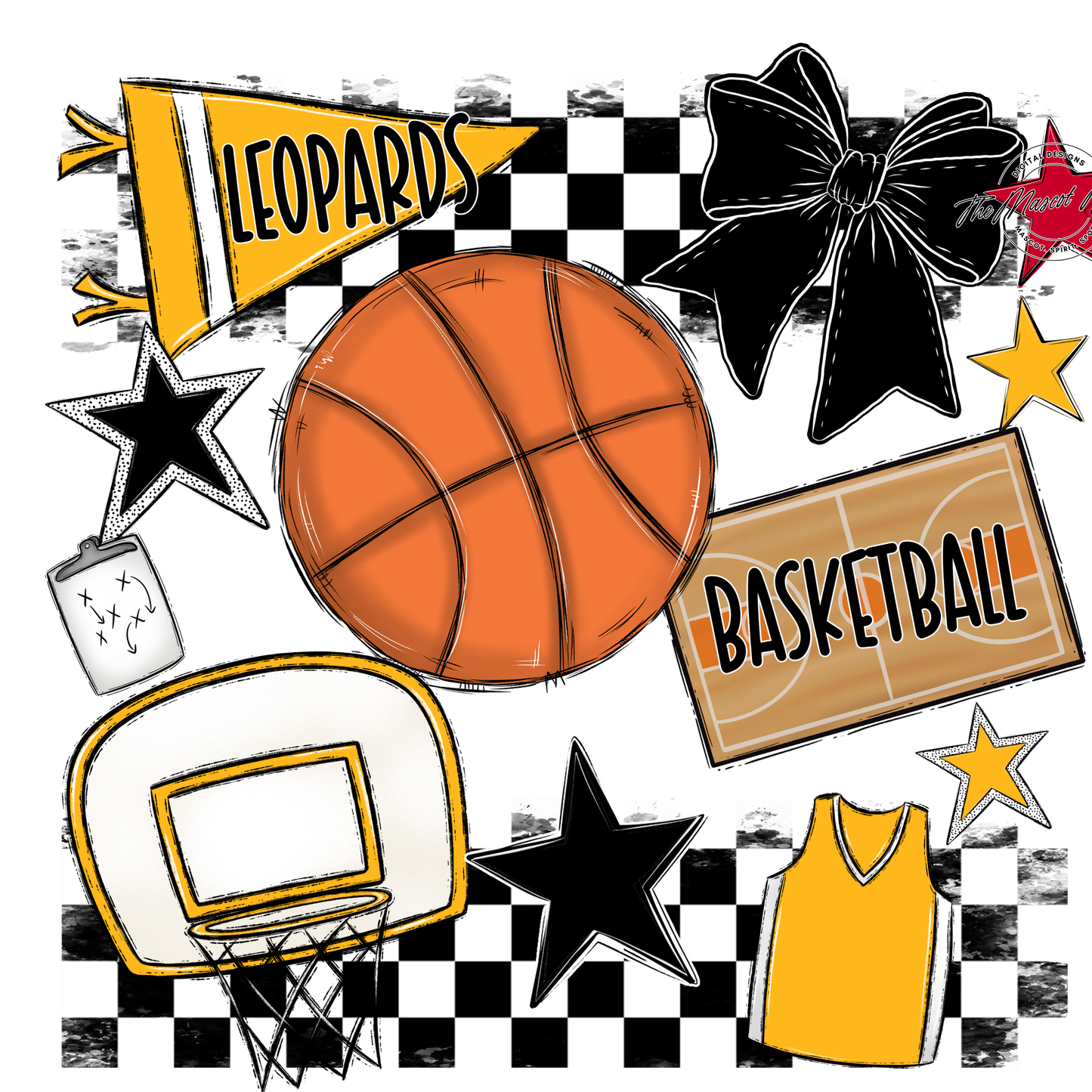 Leopards Checkers Basketball Spirit Design-Yellow