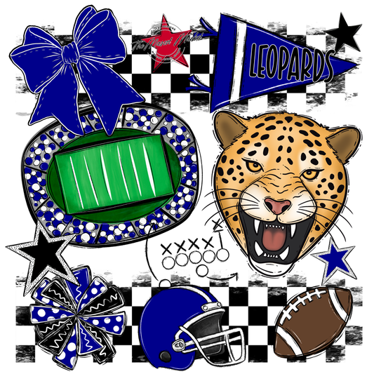 Leopards Checkers Mascot Spirit Design-Blue