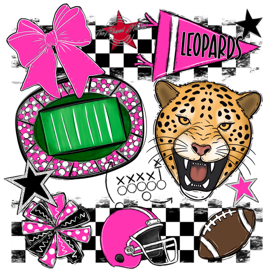 Leopards Checkers Mascot Spirit Design-Pink