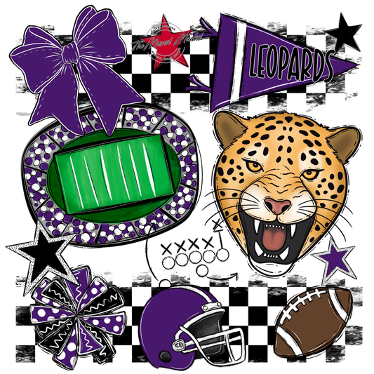 Leopards Checkers Mascot Spirit Design-Purple