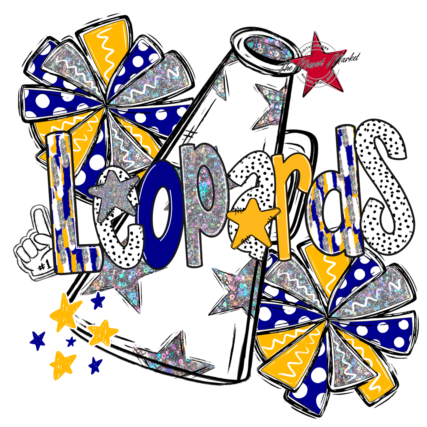 Leopards Cheer Megaphone Scrape-Blue-Yellow