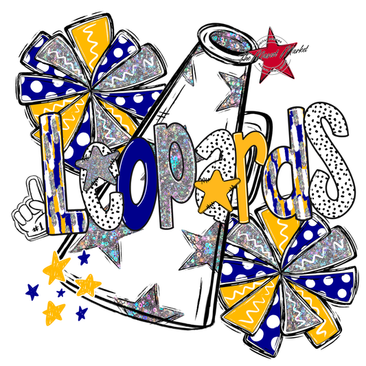 Leopards Cheer Megaphone Scrape-Blue-Yellow