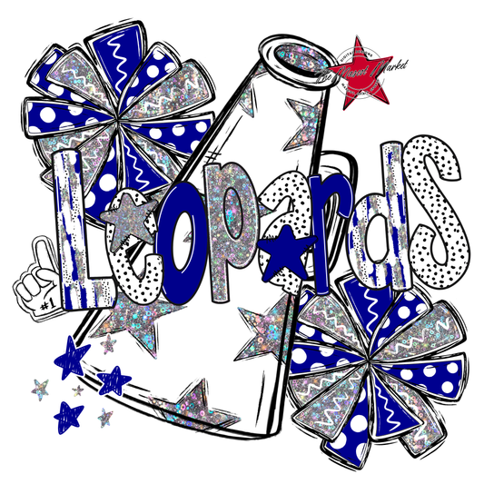 Leopards Cheer Megaphone Scrape-Blue