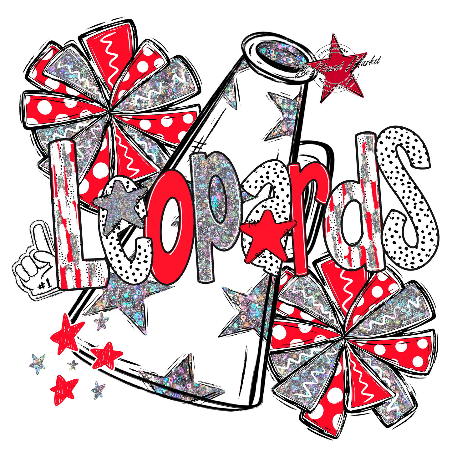 Leopards Cheer Megaphone Scrape-Bright Red