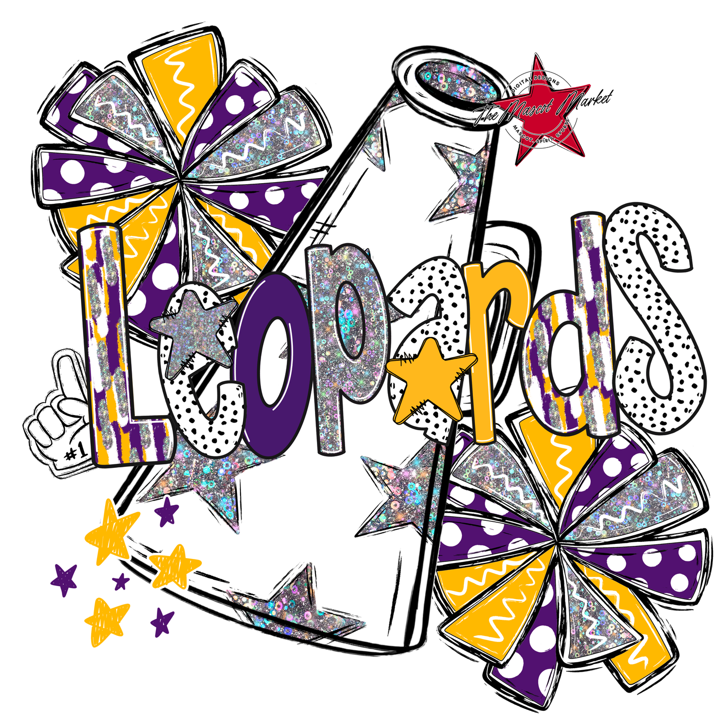 Leopards Cheer Megaphone Scrape-Purple-Yellow